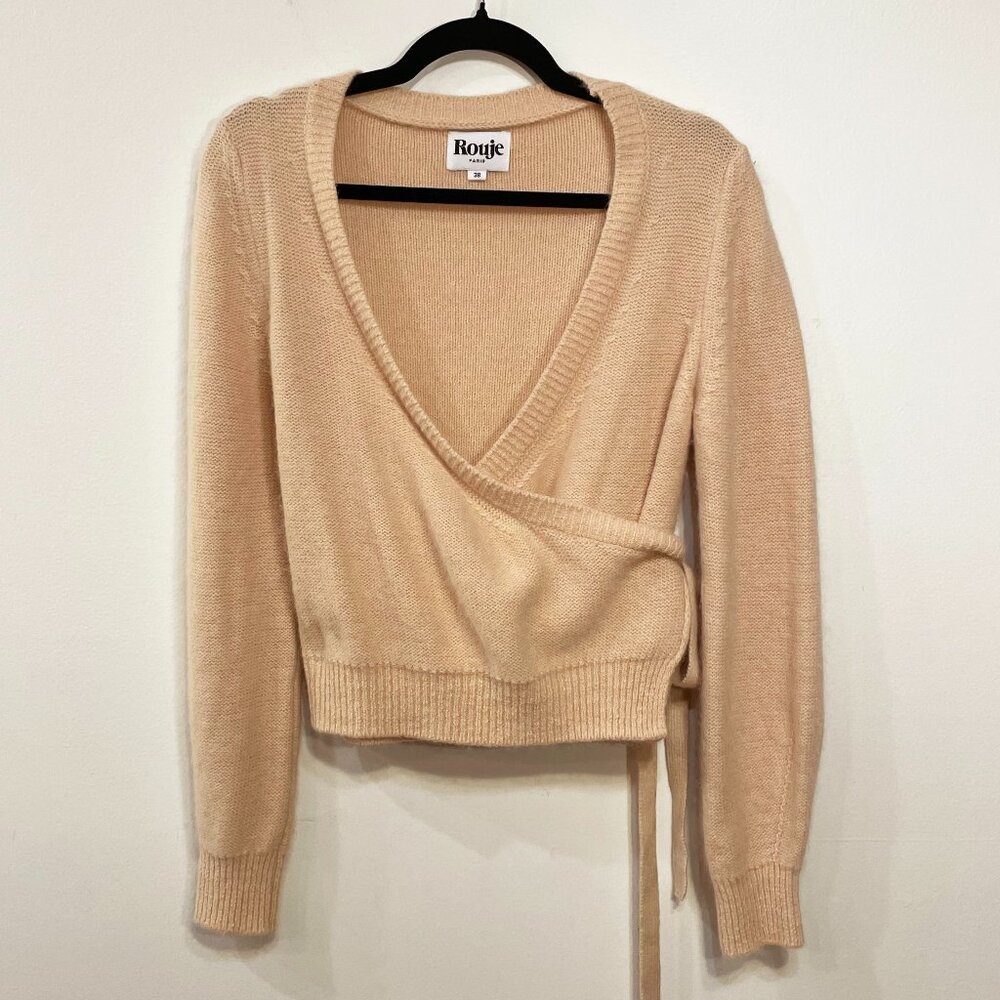 Last Call! EUC Rouje Marty Angora Wrap Cardigan Peach Beige 38, 6